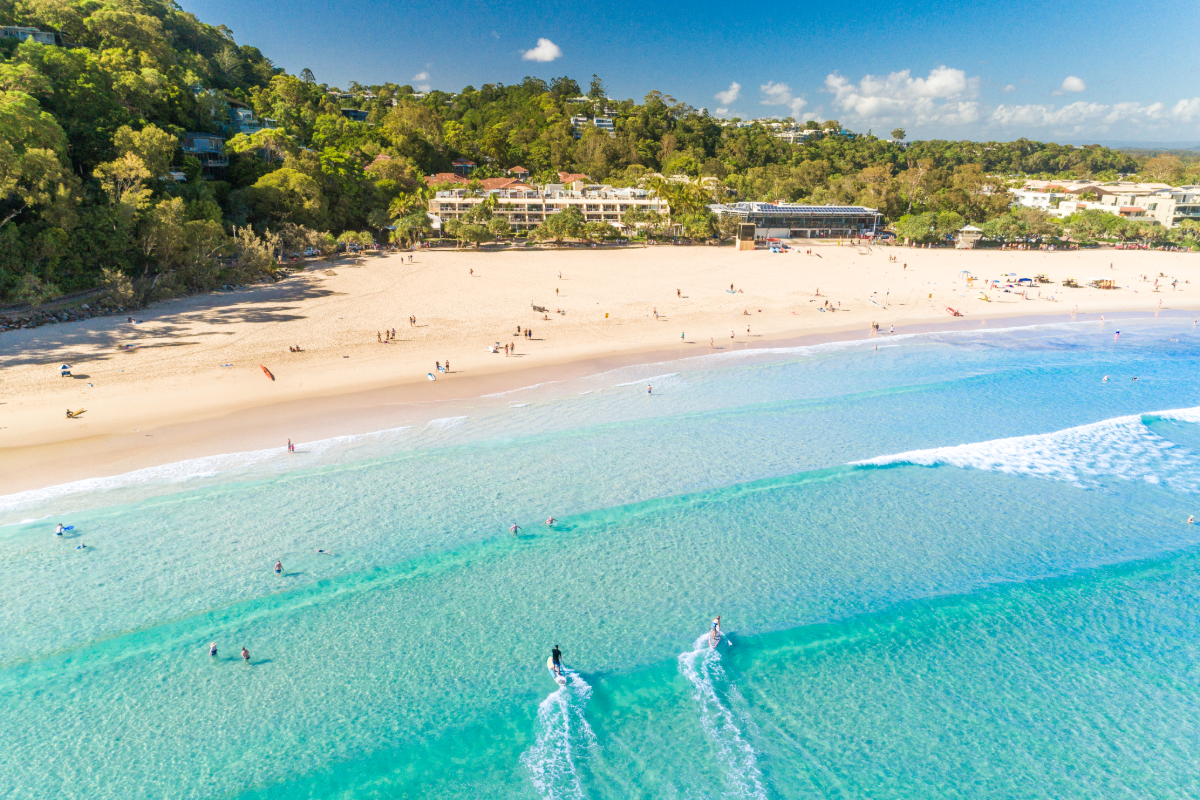 Aerial view of Noosa beach